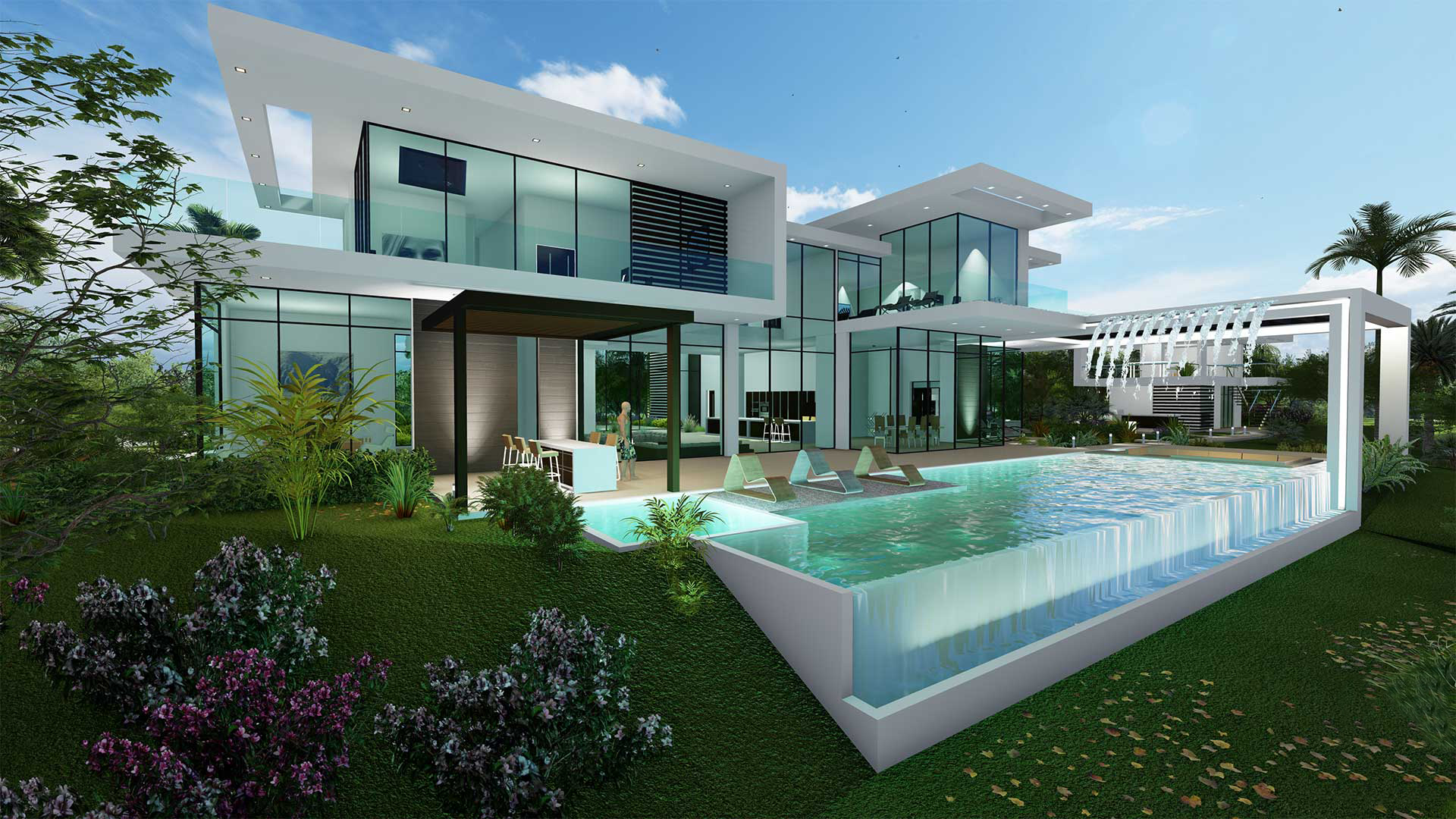 PRIVATE RESIDENCE <br> WESTON, FL  <br>15,000 sq. ft. high-end residence located in Weston, FL. Modern architecture with spacious, open areas. This required a thorough analysis to properly size the steel girders, ensuring they would not only meet the necessary strength and serviceability requirements but also adhere to the aesthetic criteria set by the architect.